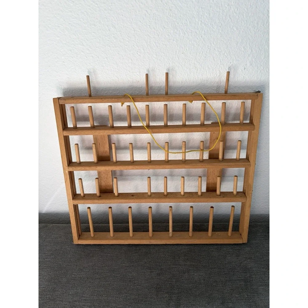 Johnny Buttons Spool Wood Thread Holder Hanging Rack Missing/Broken Spindles